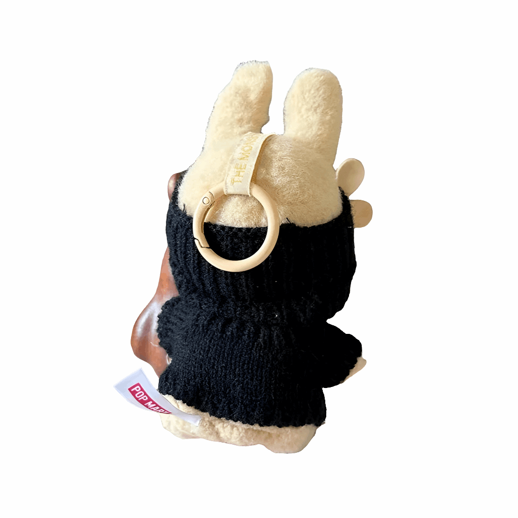 alt="Haut avec bonnet assorti pour figurine Labubu – ensemble confortable en corde de coton et laine, adapté aux poupées 15-17 cm, style élégant et doux"