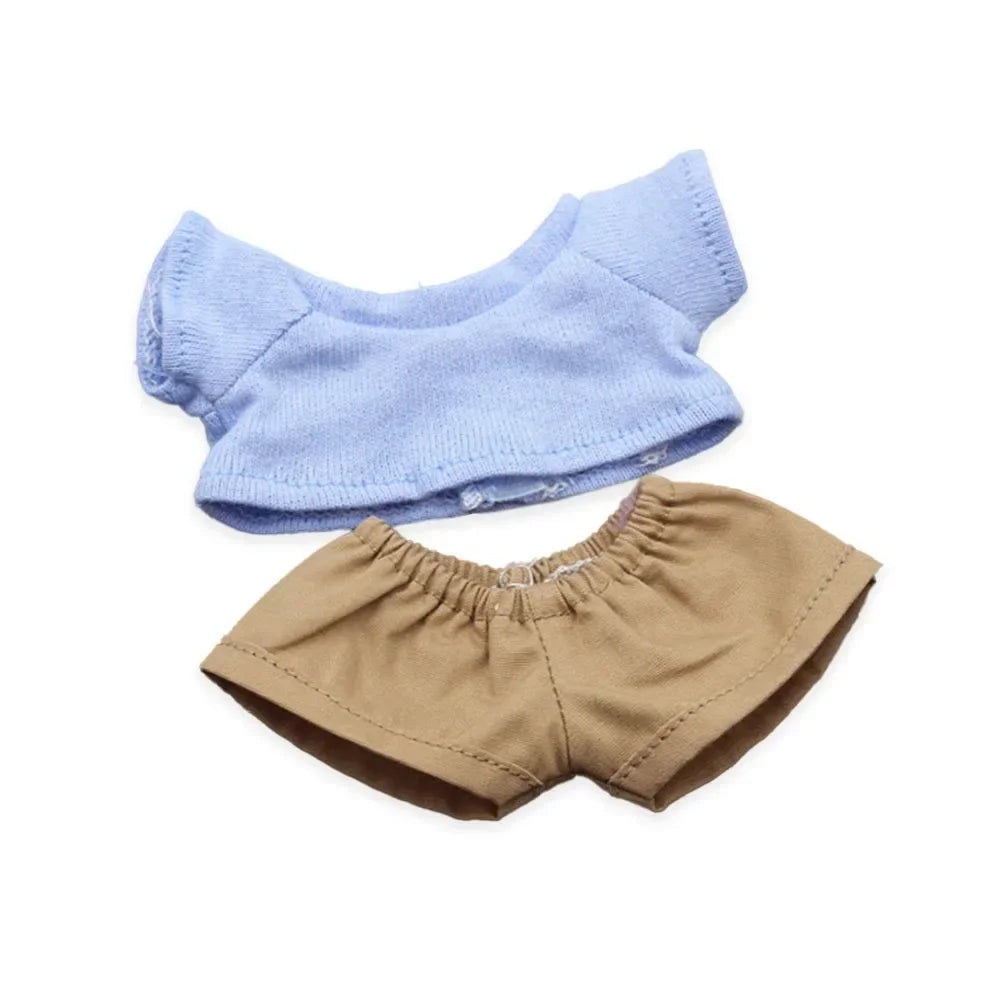 alt="Vêtements en coton pour figurines Labubu – couleurs variées, style kawaii, tissu doux et confortable, accessoires mode pour poupées 15-17 cm"
