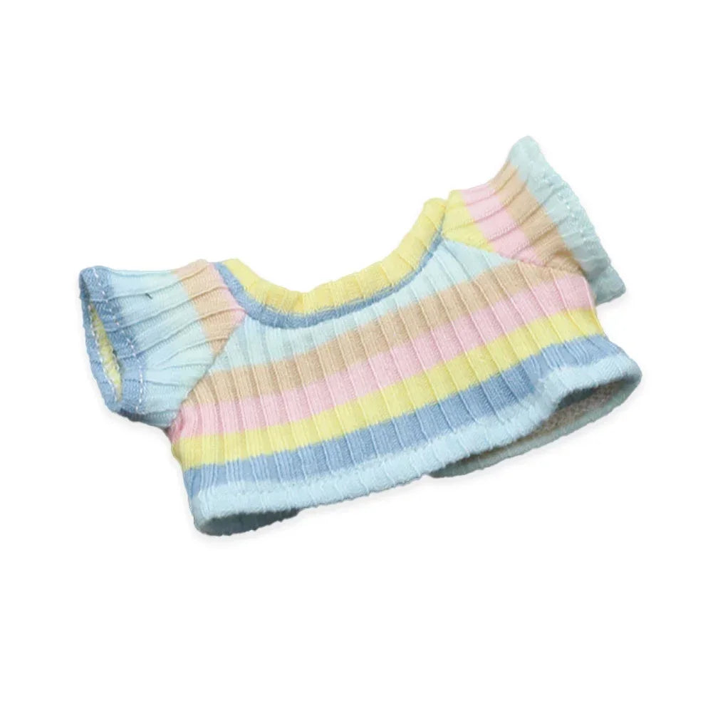 alt="Vêtements en coton pour figurines Labubu – couleurs variées, style kawaii, tissu doux et confortable, accessoires mode pour poupées 15-17 cm"