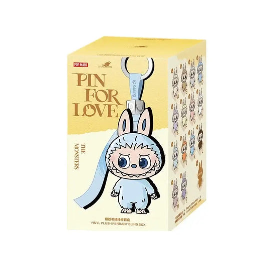 Labubu Pin for Love mini figurine keychain with box packaging, verifiable official and authentic.