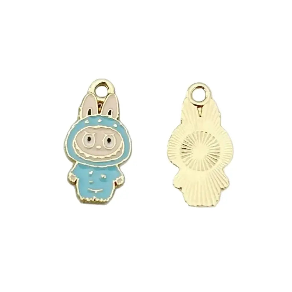 Pendentifs Labubu - Charm en émail bleu avec un motif de monstre mignon, idéal pour colliers et bracelets.