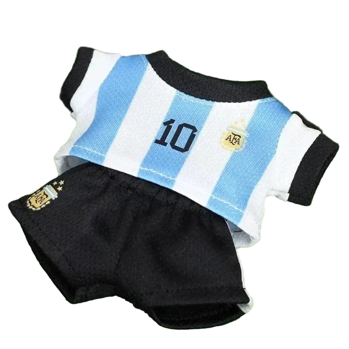 Ensembles Labubu - Mini maillot de football argentin bleu et noir avec le numéro 10.