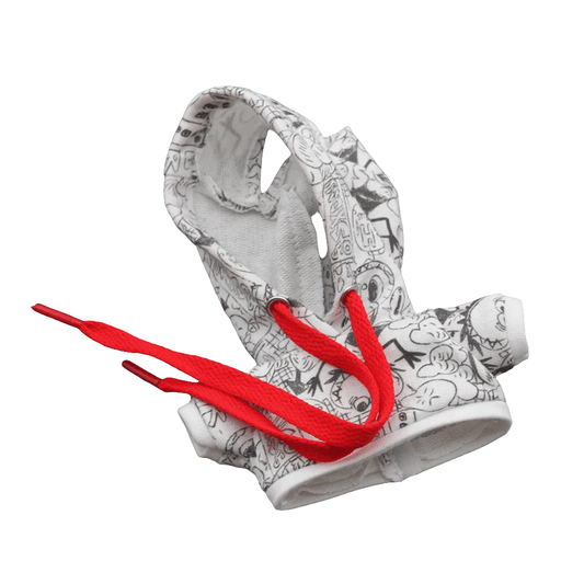 Ensemble Sport Urbain pour Labubu - hoodie graffiti avec lacets rouges, mode streetwear tendance pour animaux.