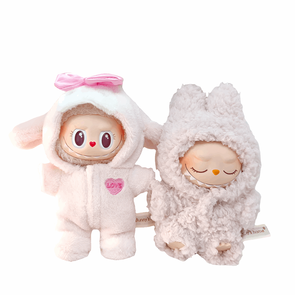 Pyjama douillet pour Labubu, figurines en pyjama kawaii, douceur et charme dans Bunny's Home.