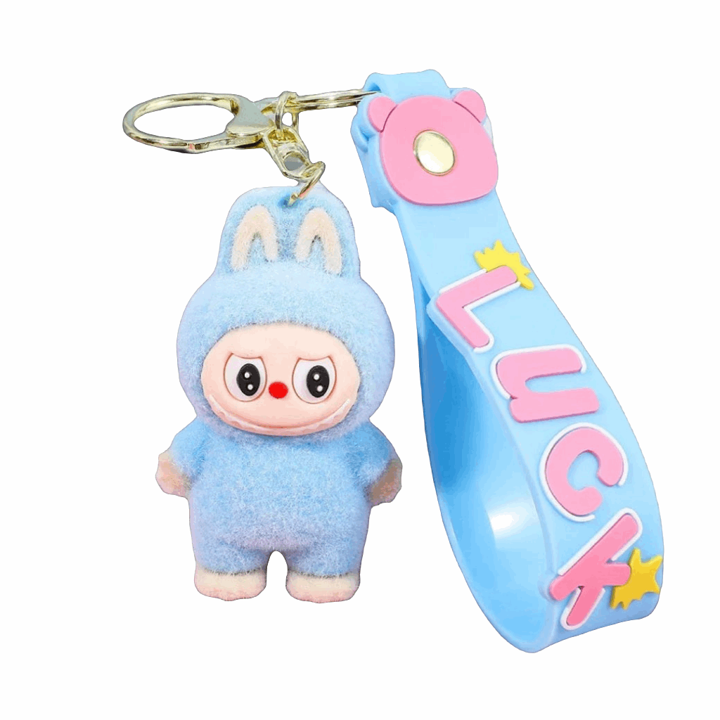 Porte-clés Labubu Premium « LUCK » avec un personnage mignon et un design coloré en silicone.