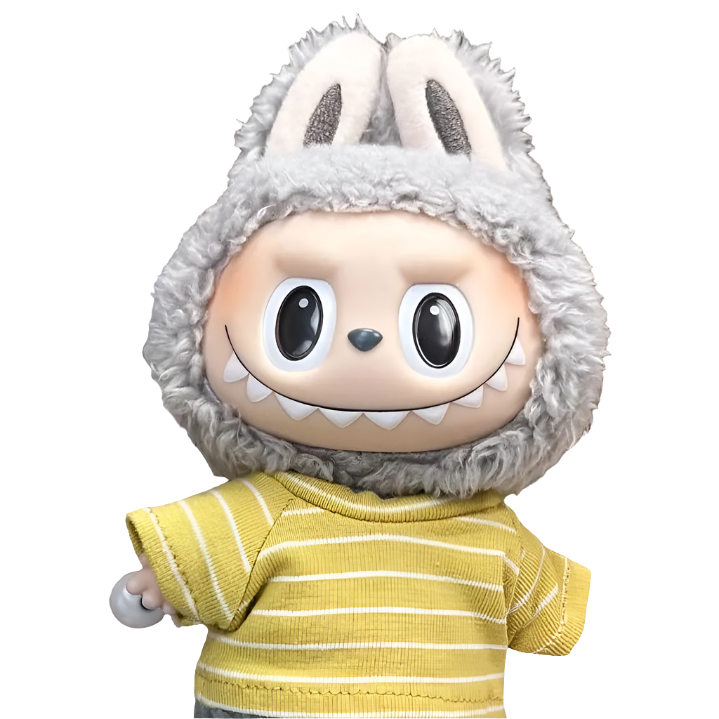 alt="Vêtements en coton pour figurines Labubu – couleurs variées, style kawaii, tissu doux et confortable, accessoires mode pour poupées 15-17 cm"