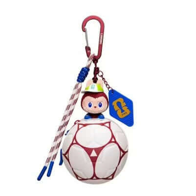 Mini sac Labubu en forme de ballon de football avec un personnage, parfait pour les fans de la série THE MONSTERS × FIFA.
