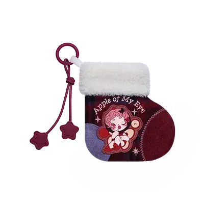 Chaussette Labubu Apple Of My Eye avec un design mignon et un pompon, idéale pour les cadeaux de Noël.