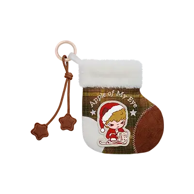 Labubu Apple Of My Eye - Chaussette décorative de Noël avec personnage, accessoires festifs et motif original.