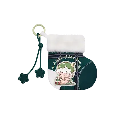 Chaussette décorative Labubu Apple Of My Eye avec illustration de personnage et pompon blanc.