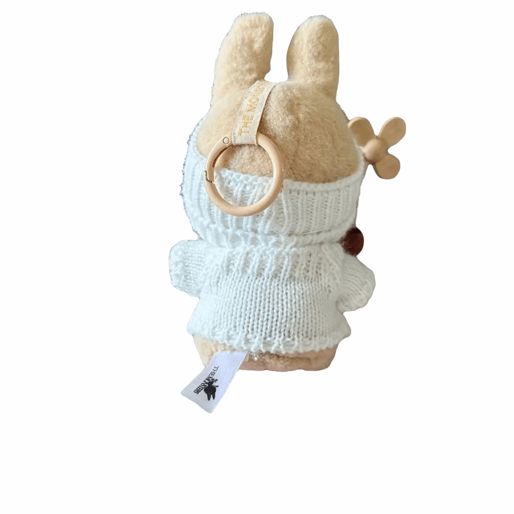 alt="Haut avec bonnet assorti pour figurine Labubu – ensemble confortable en corde de coton et laine, adapté aux poupées 15-17 cm, style élégant et doux"