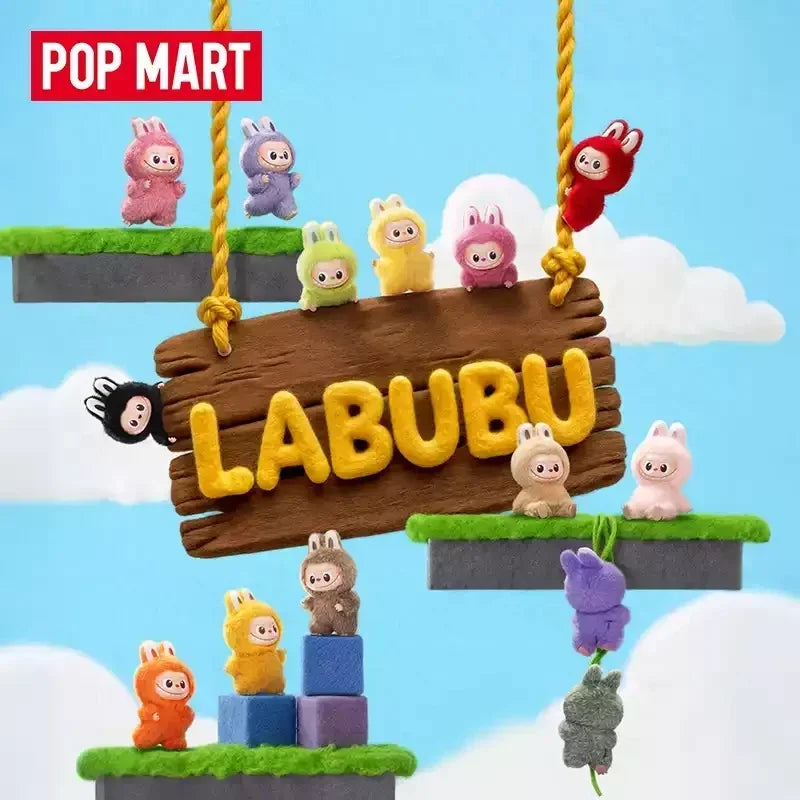 alt="Figurines Labubu Pin for Love Pop Mart – première édition, mini peluches colorées avec lettres alphabétiques, collection blind box exclusive"