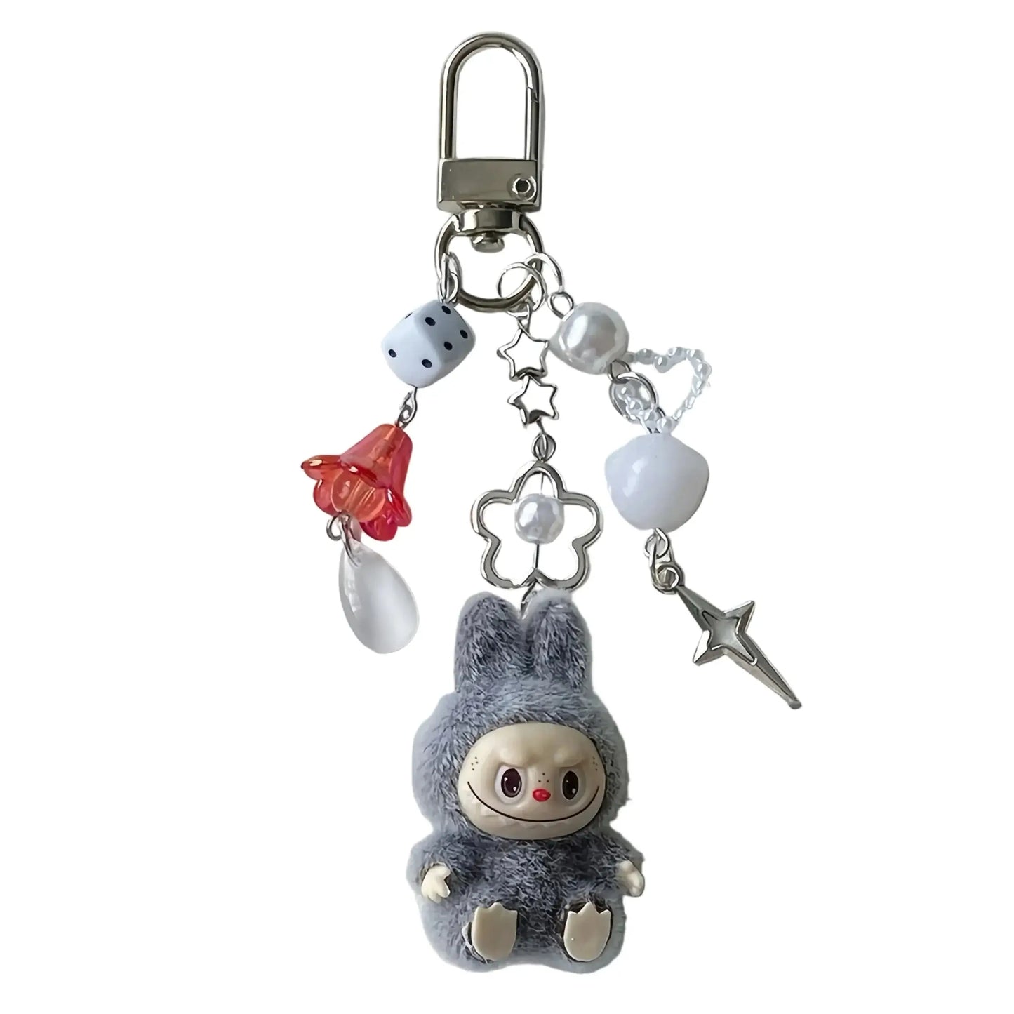 Porte-clés Labubu en peluche avec accessoires colorés et mignon, parfait pour ajouter une touche de douceur à ton quotidien.