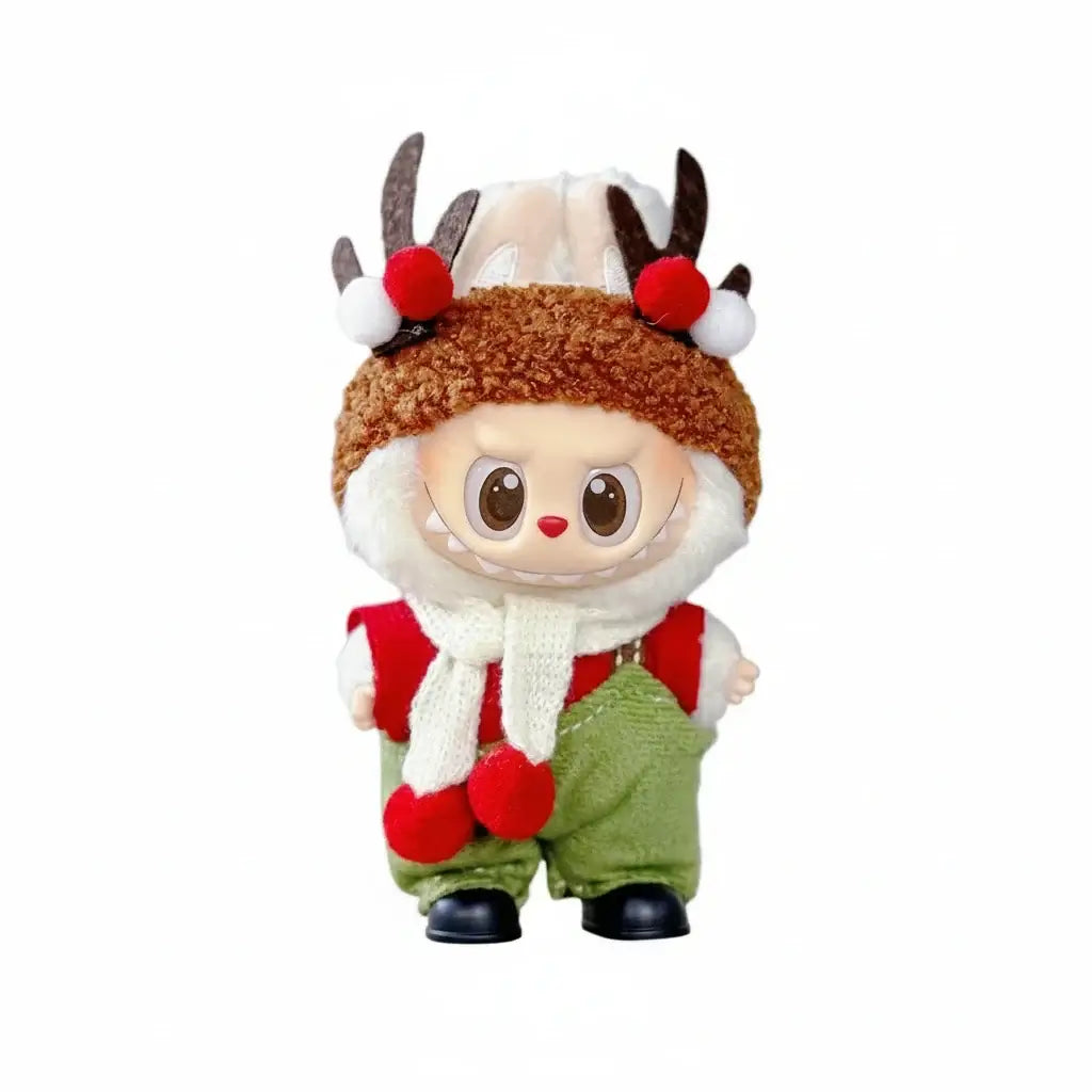 Labubu Tenues Noël "Petits Bois de Cerf" représentant un petit renne festif en peluche.
