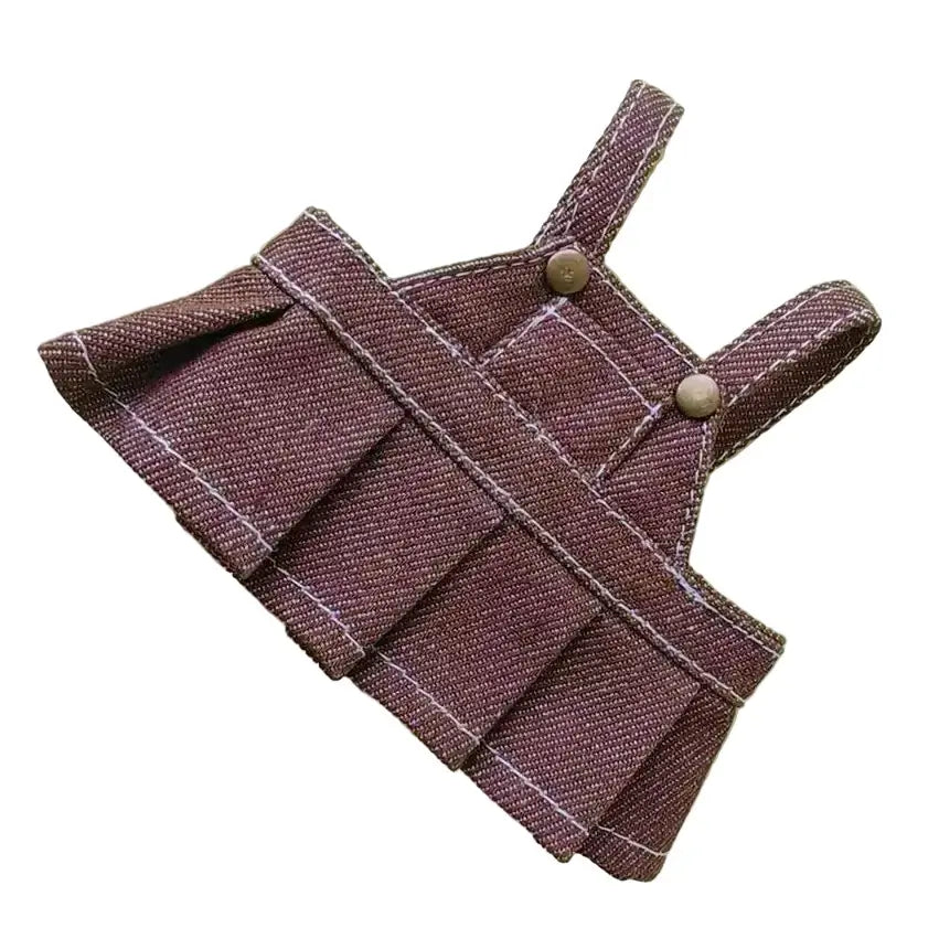 Tenue Labubu - Salopettes et Jupes Plissées à Bretelles en tissu marron