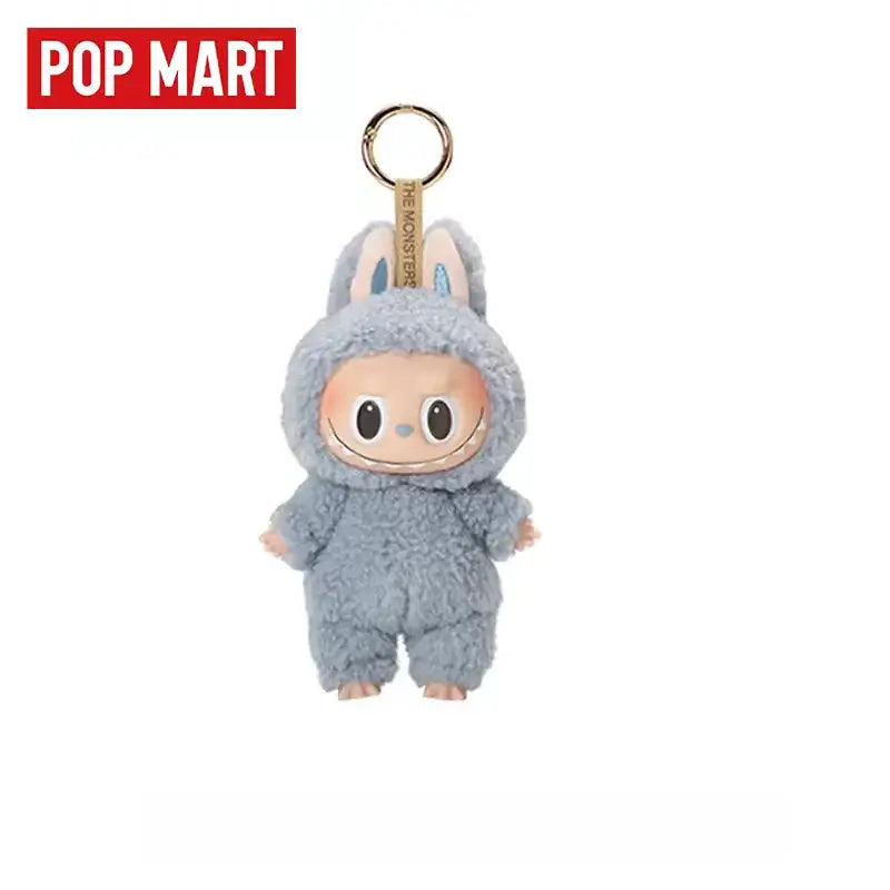 Peluche Labubu en costume de lapin, adorable porte-clés Pop Mart, parfait pour les collectionneurs.