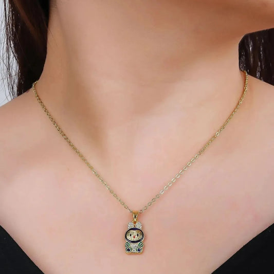 Colliers Labubu avec pendentif mignon et boucles d'oreilles assorties, look kawaii et ajustable.