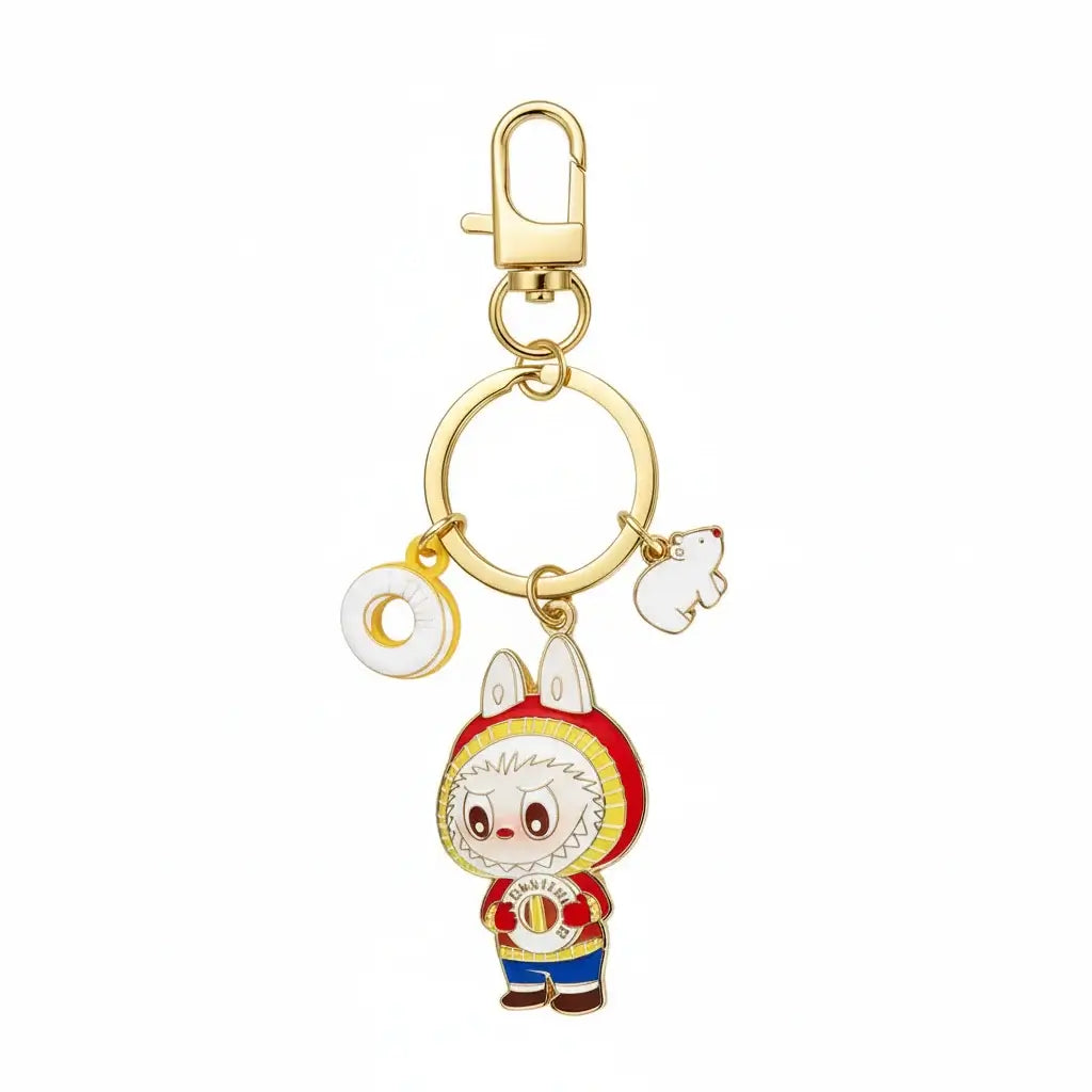 Porte-Clefs Bonbons Labubu avec porte-clés en forme de personnage et accessoires décoratifs.