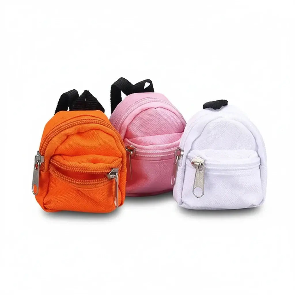 Sacs à dos mini - Padded pour Labubu en orange, rose et blanc, petits sacs en tissu coloré.