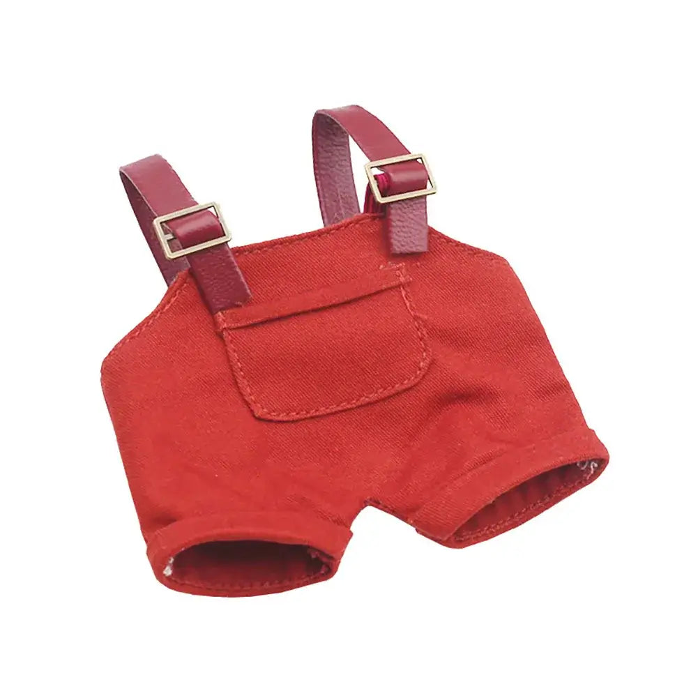 Tenue Labubu - Salopettes et Jupes, salopette rouge à bretelles pour figurines.