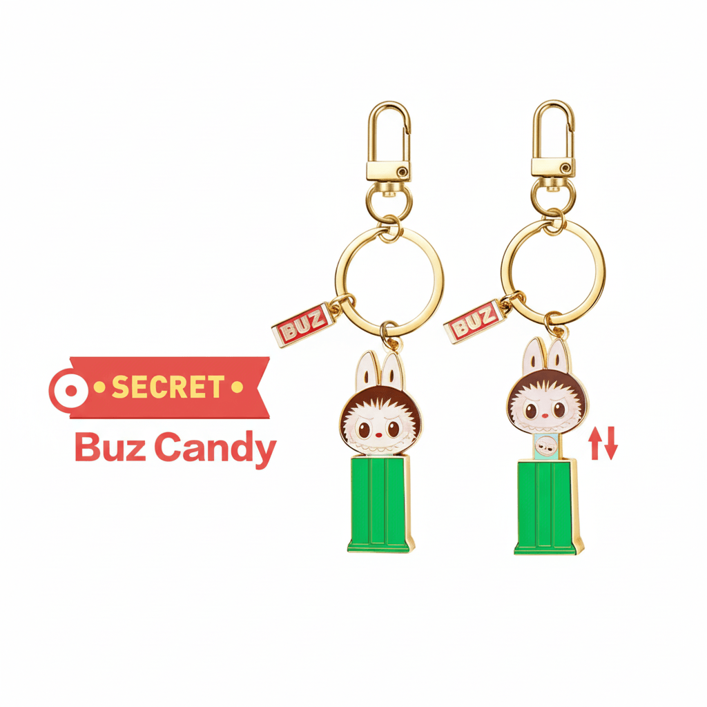 Labubu Porte-Clefs Bonbons en forme de bonbon avec un porte-clé secret Buz Candy.