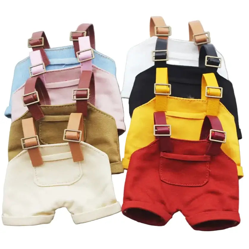 Tenue Labubu - Salopettes et Jupes Plissées à Bretelles, collection de salopettes colorées à bretelles pour figurines.