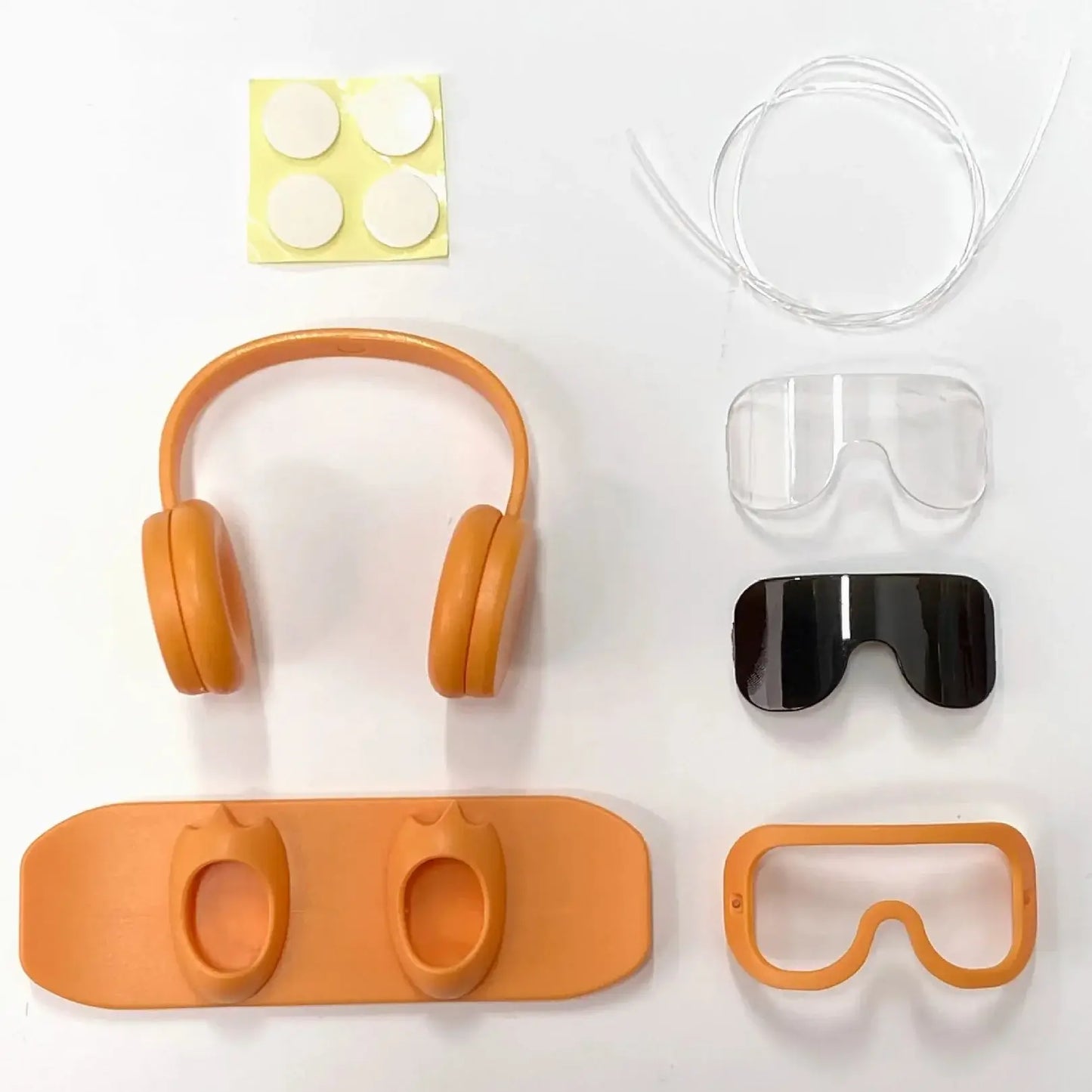 Équipement Snowboard, comprenant des écouteurs orange, lunettes transparentes et noires, accessoires pour Labubu 3pcs
