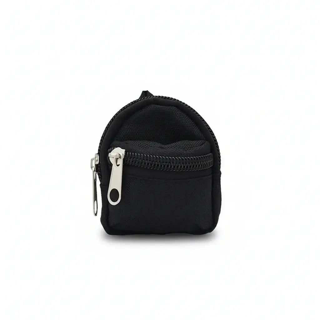 Mini porte-monnaie noir avec fermeture éclair pour un rangement pratique et stylé.