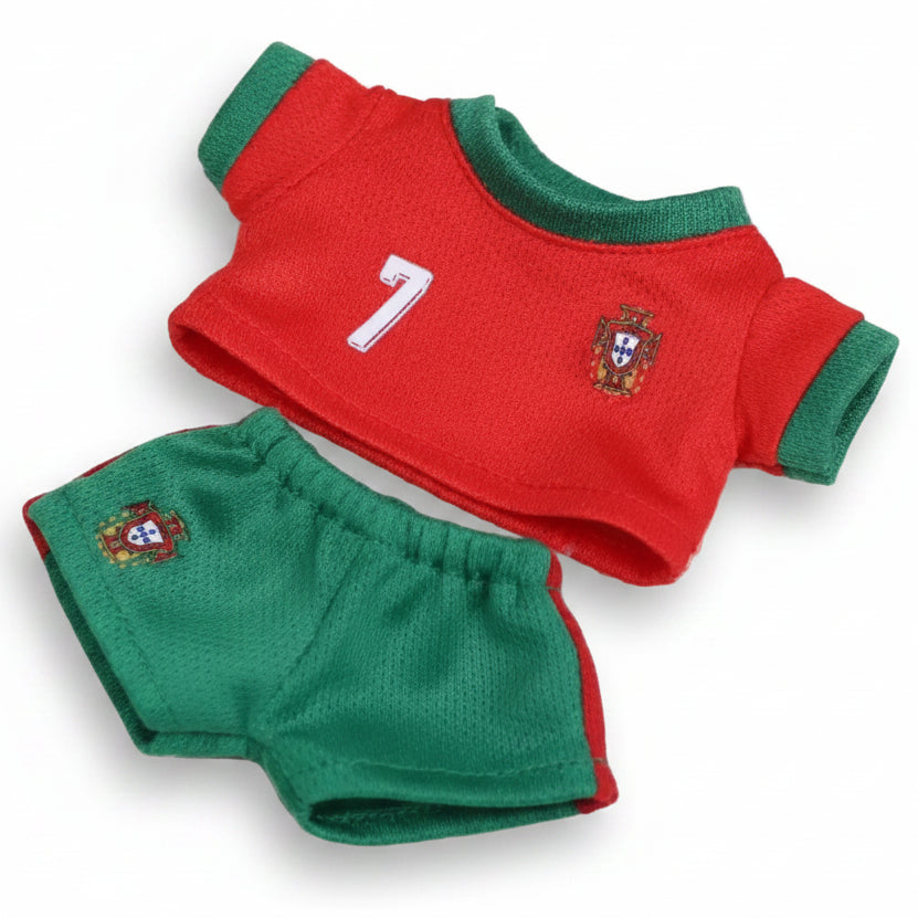 Ensembles Labubu - Maillots de Football 2026 avec mini ballon - tenue rouge et verte pour poupée