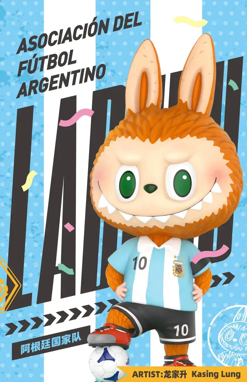 Labubu figurine de la Asociación del Fútbol Argentino AFA avec un design unique en sport.