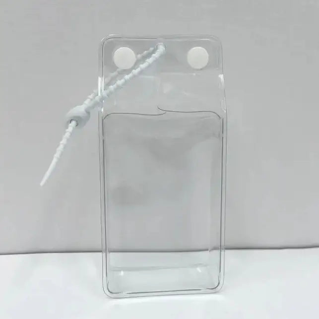 Étui Labubu - Transparent 10cm, étui protecteur en plastique clair pour afficher et protéger des accessoires.